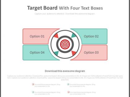 Four option text boxes for business targets powerpoint slides