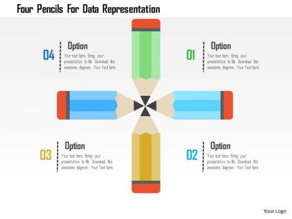 Four pencils for data representation flat powerpoint design