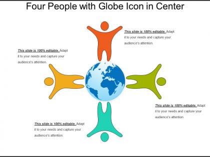 Four people with globe icon in center