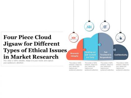 Four piece cloud jigsaw for different types of ethical issues in market research