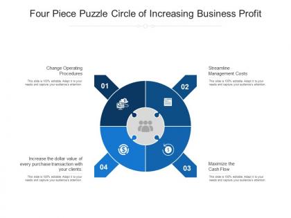 Four piece puzzle circle of increasing business profit
