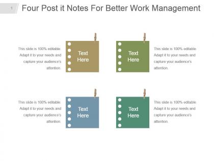 Four post it notes for better work management powerpoint design