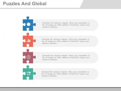 Four puzzles and global business management flat powerpoint design