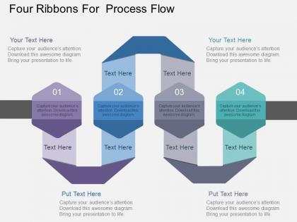 Four ribbons for process flow flat powerpoint design