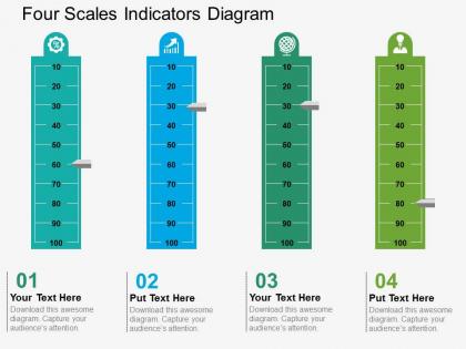 Four scales indicators diagram flat powerpoint design