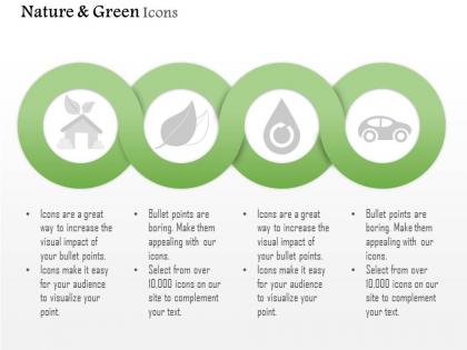 Four sequential green energy and nature icons editable icons