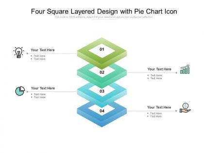 Four square layered design with pie chart icon