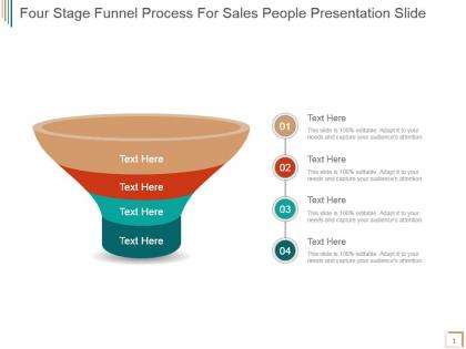 Four stage funnel process for sales people presentation slide