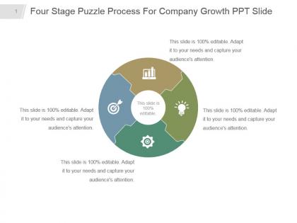 Four stage puzzle process for company growth ppt slide