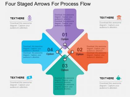 Four staged arrows for process flow flat powerpoint design