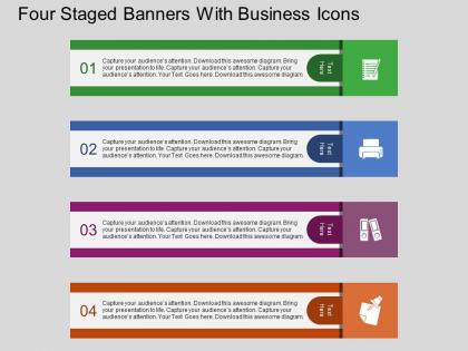 Four staged banners with business icons flat powerpoint design