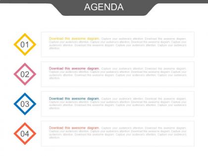 Four staged business agenda analysis powerpoint slides