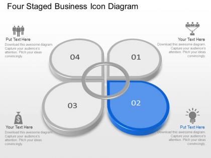 Four staged business icon diagram powerpoint template slide