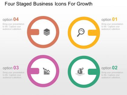 Four staged business icons for growth flat powerpoint design