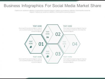 Four staged business infographics for social media market share powerpoint slides