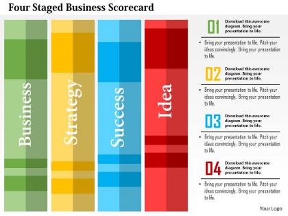Four staged business scorecard flat powerpoint design