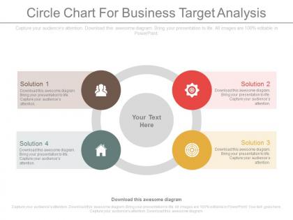 Four staged circle chart for business target analysis flat powerpoint design