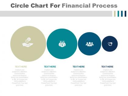 Four staged circle chart for financial process powerpoint slides
