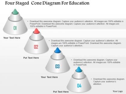 Four staged cone diagram for education powerpoint template
