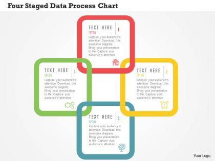 Four staged data process chart flat powerpoint design