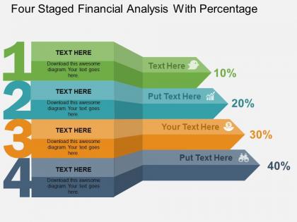 Four staged financial analysis with percentage flat powerpoint design