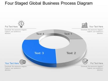 Four staged global business process diagram powerpoint template slide