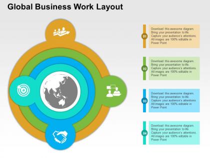 Four staged global business work layout ppt presentation slides