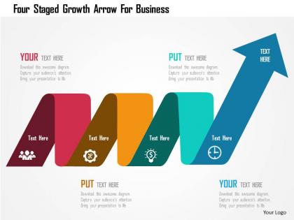 Four staged growth arrow for business flat powerpoint design