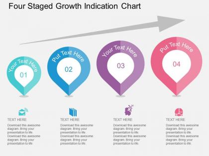 Four staged growth indication chart flat powerpoint desgin