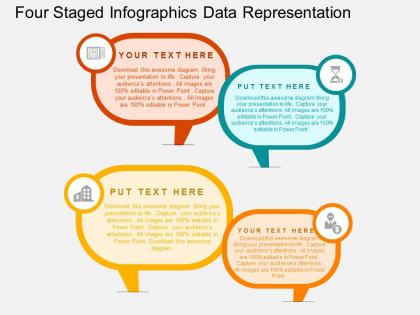 Four staged infographics data representation flat powerpoint desgin
