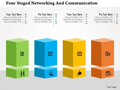 Four staged networking and communication flat powerpoint design