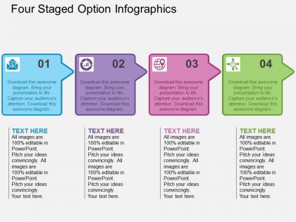 Four staged option infographics flat powerpoint design