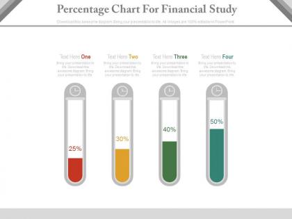 Four staged percentage chart for financial study powerpoint slides