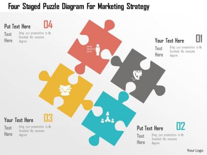 Four staged puzzle diagram for marketing strategy flat powerpoint design