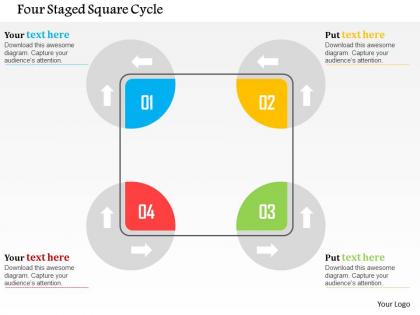Four staged square cycle flat powerpoint design
