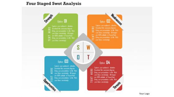 Four staged swot analysis flat powerpoint design