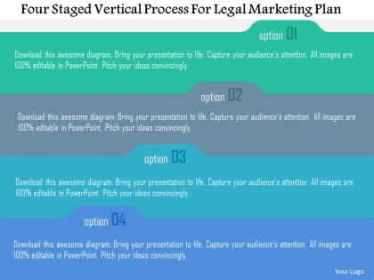 Four staged vertical process for legal marketing plan flat powerpoint design