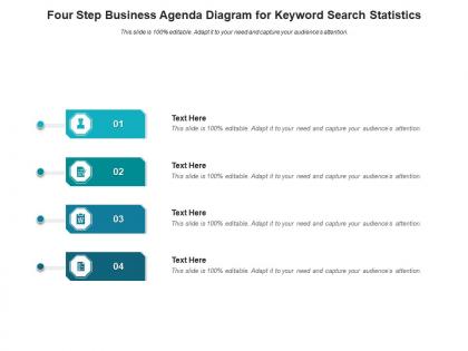 Four step business agenda diagram for keyword search statistics infographic template