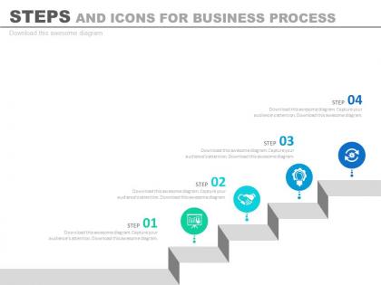 Four steps and icons for business process analysis powerpoint slides
