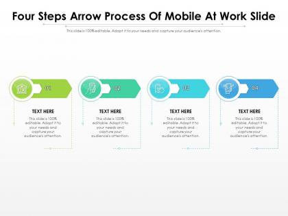 Four steps arrow process of mobile at work slide infographic template