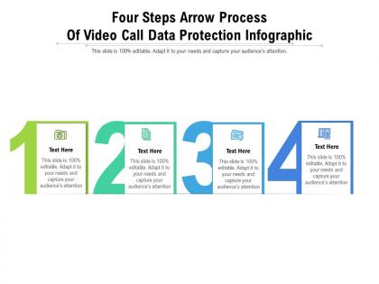Four steps arrow process of video call data protection infographic template