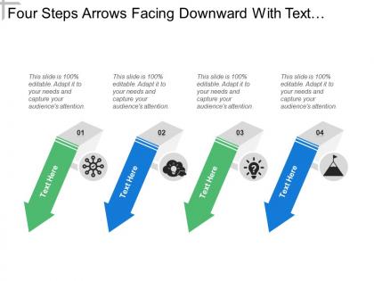 Four steps arrows facing downward with text holders