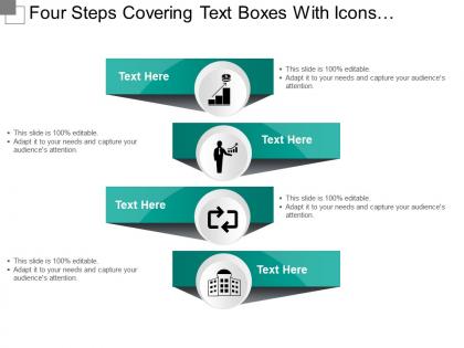 Four steps covering text boxes with icons and text holders