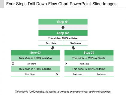 Four steps drill down flow chart powerpoint slide images