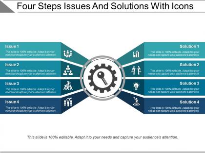 Four steps issues and solutions with icons