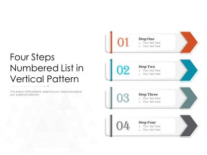 Four steps numbered list in vertical pattern
