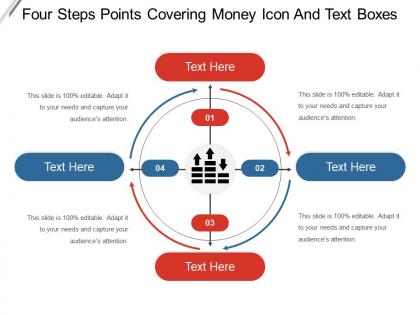 Four steps points covering money icon and text boxes