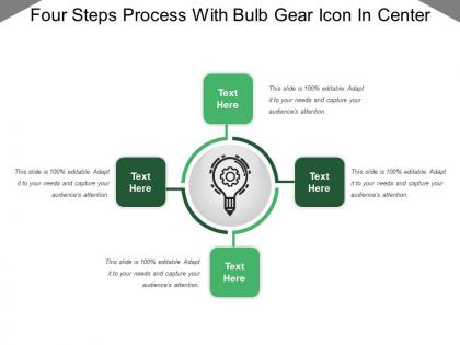 Four steps process with bulb gear icon in center