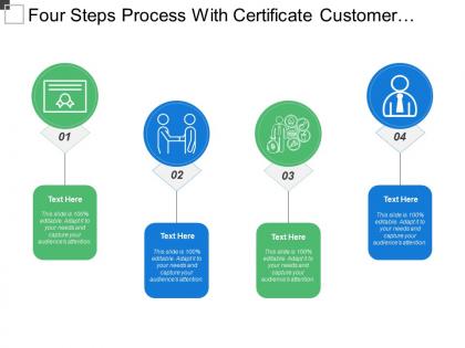 Four steps process with certificate customer relation icon