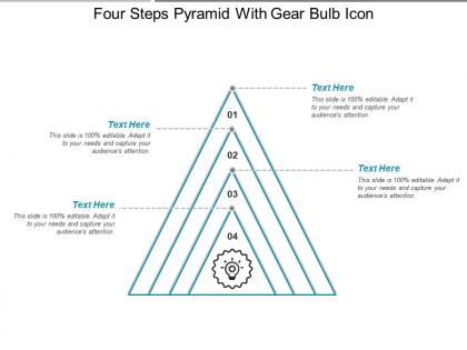 Four steps pyramid with gear bulb icon